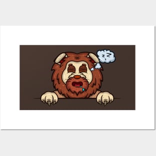 Lion Cartoon With Sleep Face Expression Posters and Art